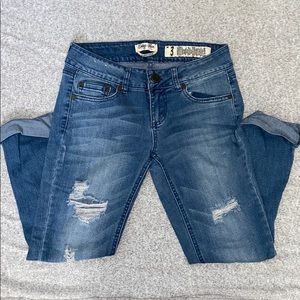Ripped Cropped Denim Jeans; Size 3